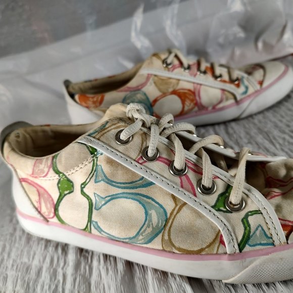 COACH Barrett Signature C Multi Color Canvas Sneakers Shoes Size 7 - Picture 1 of 9